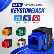 Cat6 Keystone Jack RJ45 Connectors Punch Down Ethernet Cable Connector Blue 10X
