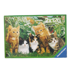 2x 126 Teile Puzzle Kätzchen Welpen 1974 Ravensburger