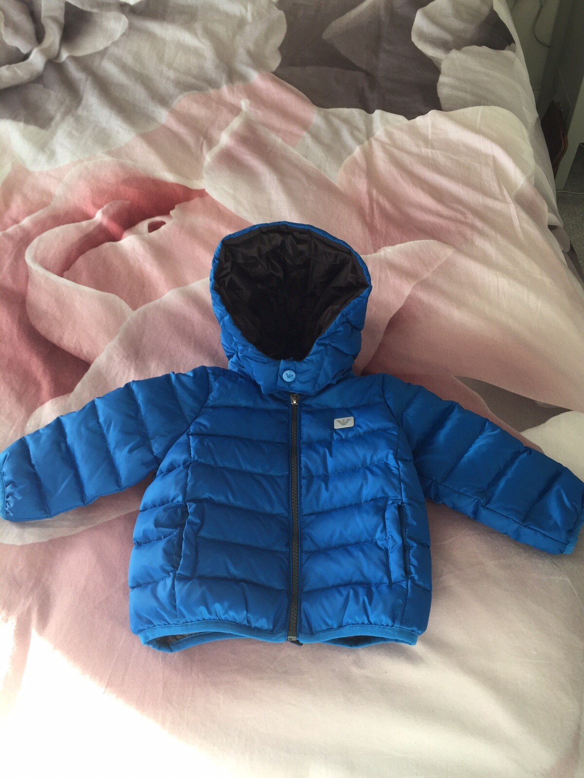 Baby Boys Genuine Designer Armani Blue Down Jacket 9-12 Months image 2