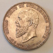 1911 Germany Schaumberg Lippe Three 3 Marks Commemorative Uncirculated Unc cd