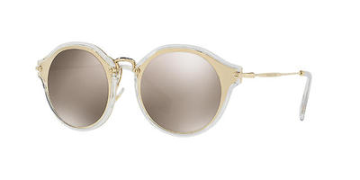 NWT Miu Miu Sunglasses SMU 51S ZVN-1C0 Pale Gold / Mirror 