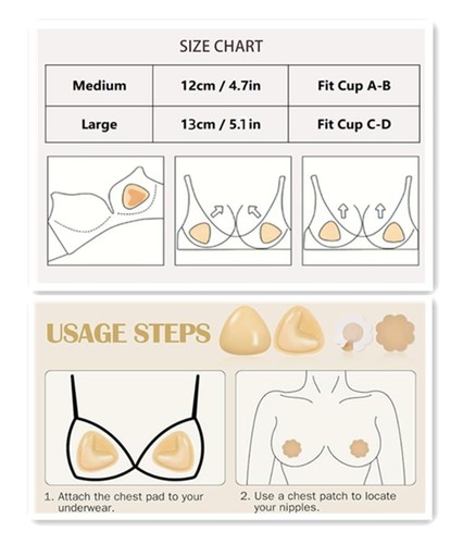 Double-Sided Sticky Bra Inserts - Invisible Lift Adhesive Bra Pads - Triangle... - Picture 5 of 6