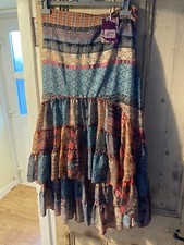 boho Gypsy Skirt JOE BROWNS 12 Patchwork Pattern Lined , Longer Back . Stunning