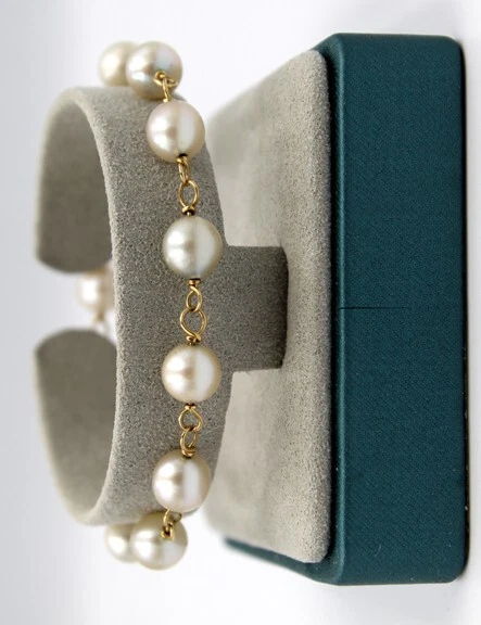 14K Pearl Station Bracelet - 7 in - Image 3 of 4