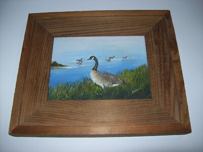 Original Oil Painting CANADIAN GEESE on Lake, Evonna Kiester, Fond Du Lac WI