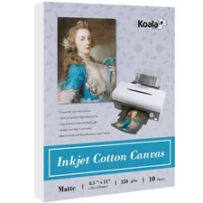 Koala Inkjet Canvas Paper 8.5x11 100% Cotton Matte Photo Paper 350g 22Mil Thick
