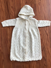 Vintage All Mine Knit Ivory Baby Bunting Sweater size 12 mo.
