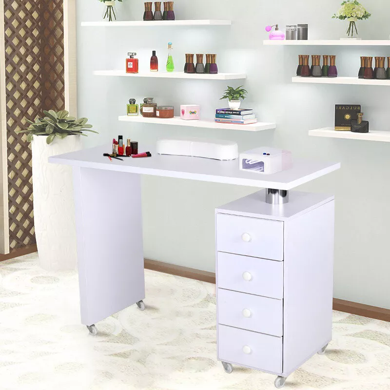 4 Drawers Pro Manicure Table Technician Nail Art Beauty Salon Bar