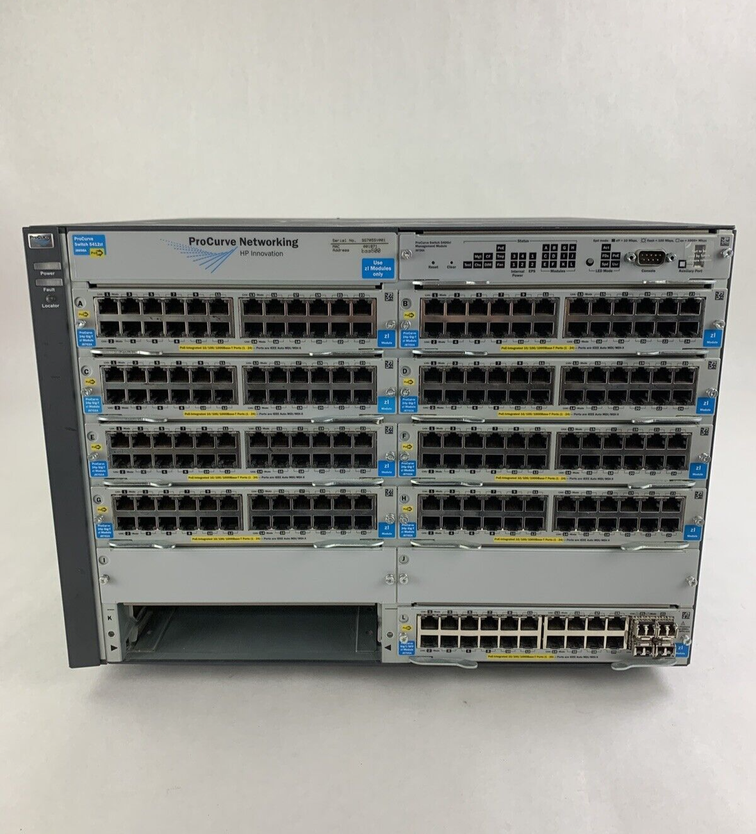 HP ProCurve J8698A 5412zl 8x J8702A 1x J8705A Gig PoE Network