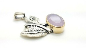 Womens 925 Sterling Silver Pendant Pink Quartz 
