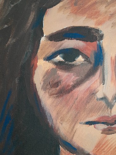 Retrato de mujer italiana con máscara. Pintura Original Acrílico sobre Lienzo 22x28 - Imagen 8 de 10