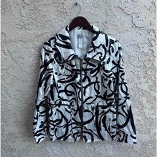 Chico's Silky Abstract Zip Jacket Size 1 Medium