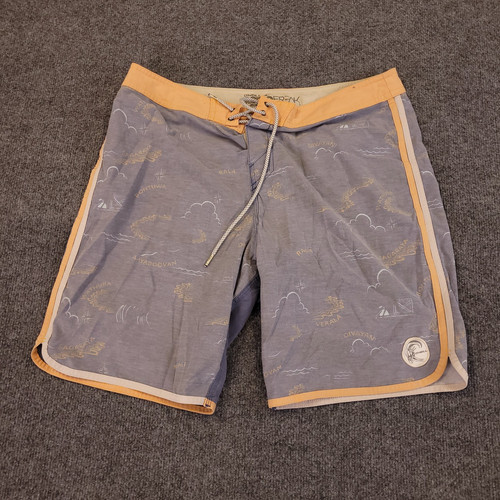 Oneill Retro Freak BoardShorts Mens 34x8 Mid Rise Muted Lavendar Board Shorts