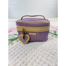 Modella Purple Textured Makeup Bag Tan Trim H...