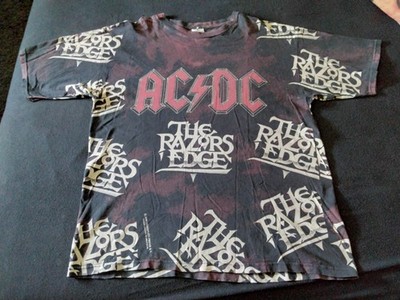 AC/DC  SHIRT Gr. XL  1990 BROCKUM ALLOVER Vintage THE RAZORS EDGE  Shirt Metal 