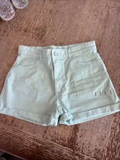 ZARA Girl COTTON shorts 13 14 years Seafoam Green NEW Rolled Hem With Tags NWT