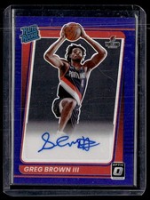 Greg Brown III 2021-22 Donruss Optic Rated Rookie Purple Auto #195 Trail Blazers