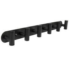 Wall Mounted Coat Hook Rack with 6 Heavy Duty Stainless 6 Hook Matte Black