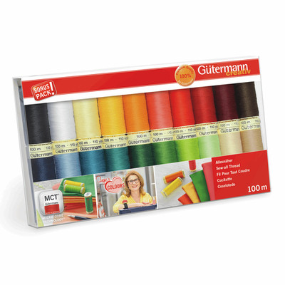 Gutermann Nähgarn Set - 20 x 100m Rollen Mix Farben - extra stark