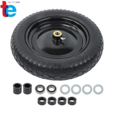 14.5" Wheelbarrow Solid Tire & Wheel 4.80/4.00-8" Universal Flat Free Black Tire