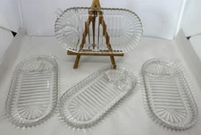 Set of 4 Vintage Snack Plates Clear Glass Anchor Hocking Royal Ruby Serva Snack