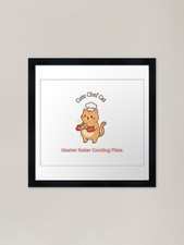 Cute Chef Cat Cooking Master Framed Framed Wall Art Poster Canvas Print Picture