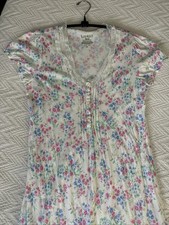 Lauren Ralph Lauren Nightgown L White Pink Floral Cotton Cottagecore Prairie