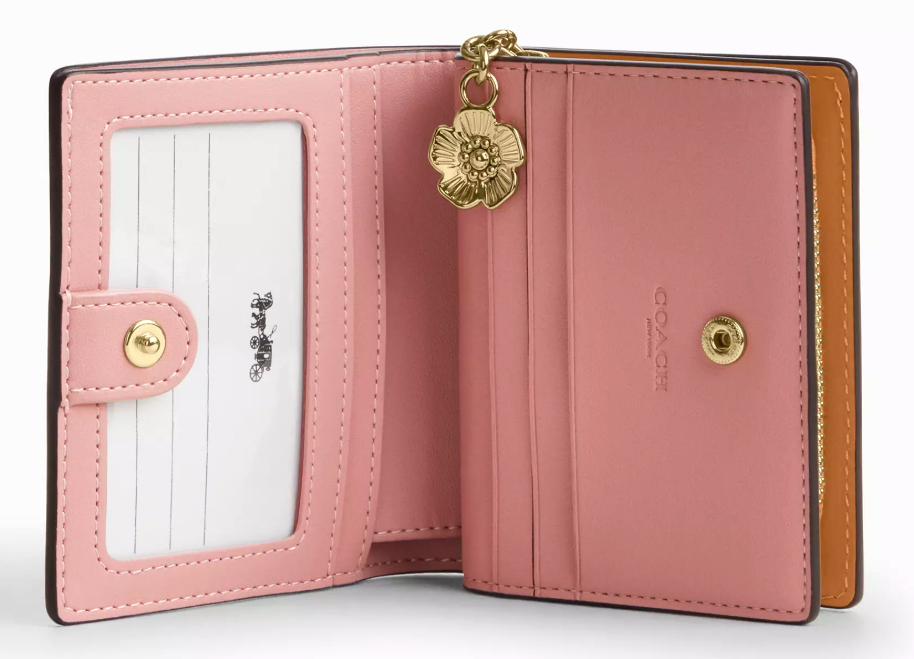Coach CEC34 Snap Wallet in Signature Canvas & Leather Powder Pink