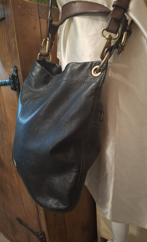 Authentic FOSSIL REAL LEATHER Black Crossbody Shoulder Bag Convertible Medium - Picture 13 of 24