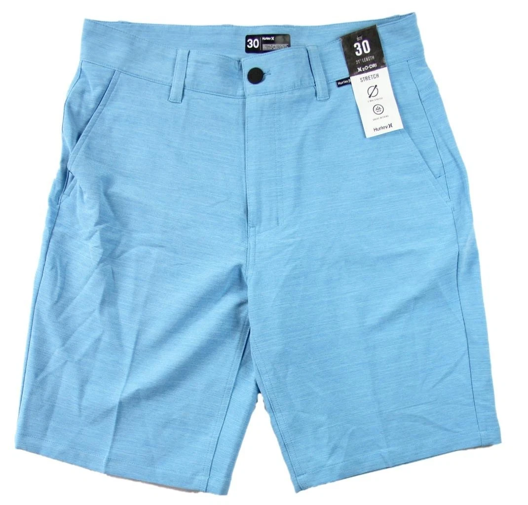 Hurley Mens Performance Shorts 30 Flat Front Zip Fly Stretch Casual Blue $65 NEW