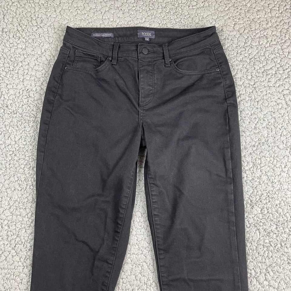 NYDJ Jeans Womens 6 Margot Girlfriend Black High Rise Tapered Cool Embrace - Image 3 of 4