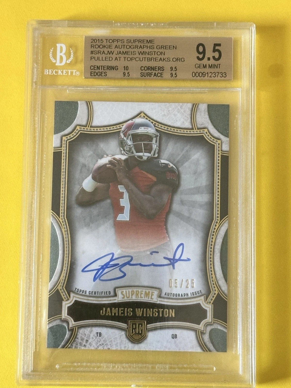 Jameis Winston Topps Supreme Rookie Autograph #SRAJW Green