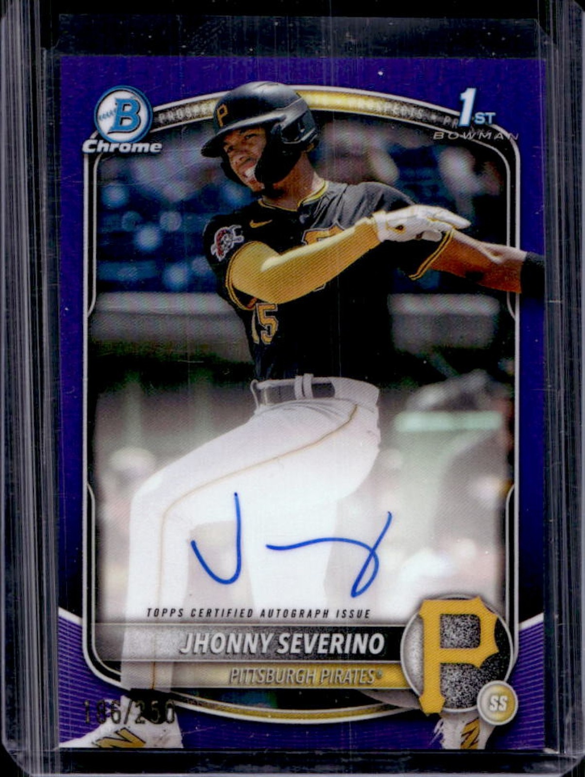 2025 Bowman Chrome Jhonny Severino Auto Purple Refractor 1st #/250 Pirates