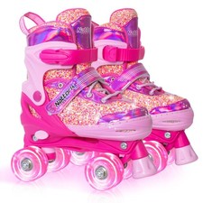 Kids Roller Skates for Girls Kids, 4 Sizes Adjustable Girls Roller Skates for...