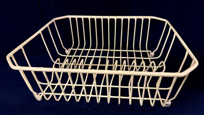Vintage Rubbermaid Dish Drainer Drying Rack Beige Coated Wire 14''x12''x5''