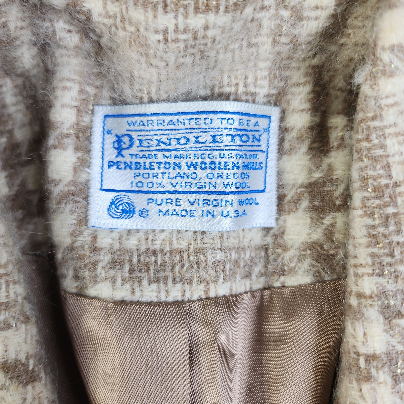 Pendleton Wool Blazer Plaid Check Jacket Beige Ta… - image 2
