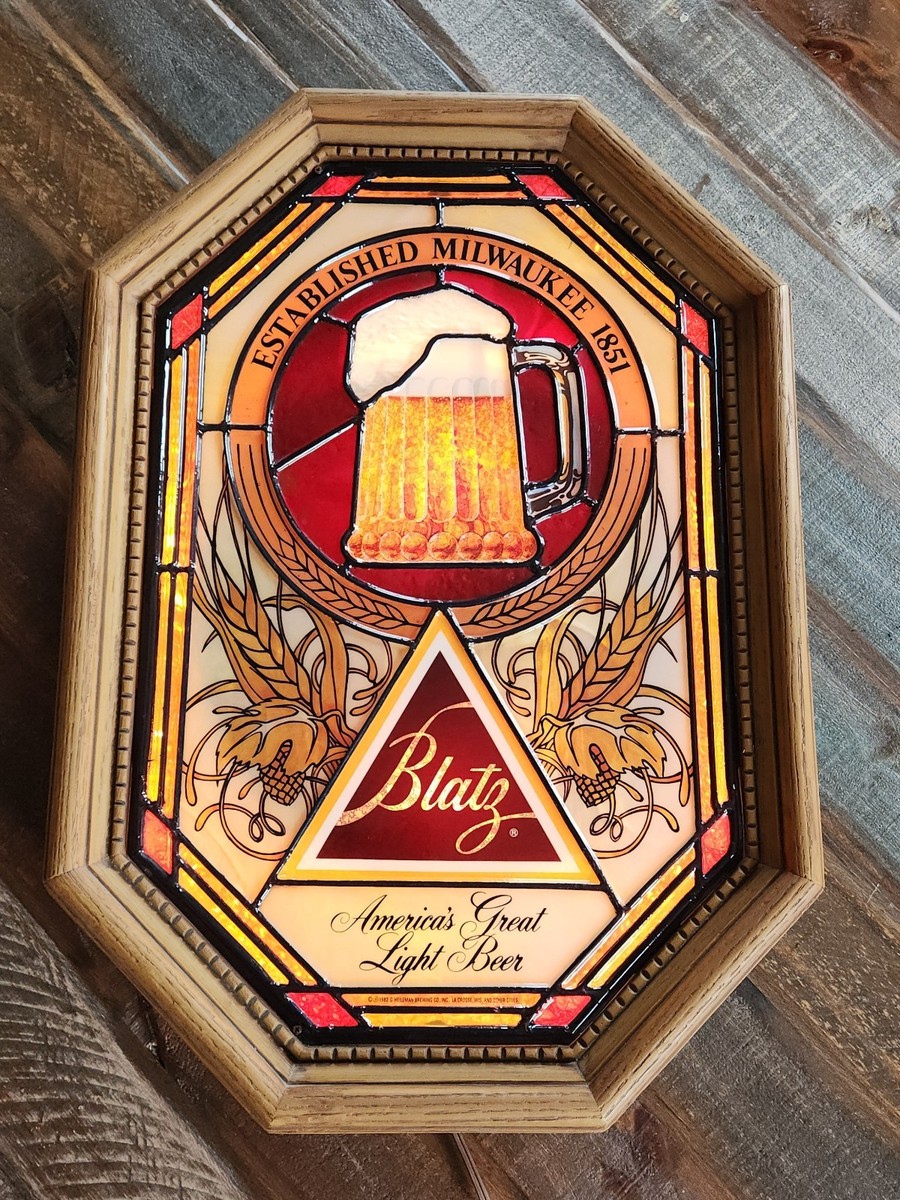 Blatz Beer Lighted Motion Sign Stained Glass Works Excellent | eBay