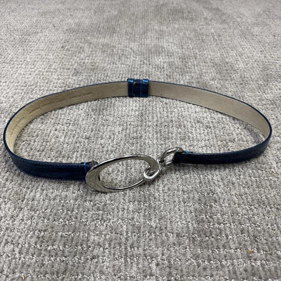 Cinturón White House Black Market azul cuero genuino para mujer talla XS/S Foto 2 de 4