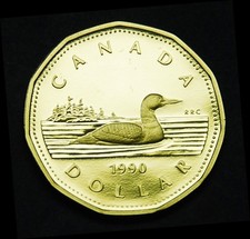 1990 $1 loonie uncirculated fully proof - gorgeous coin  and combined shipping