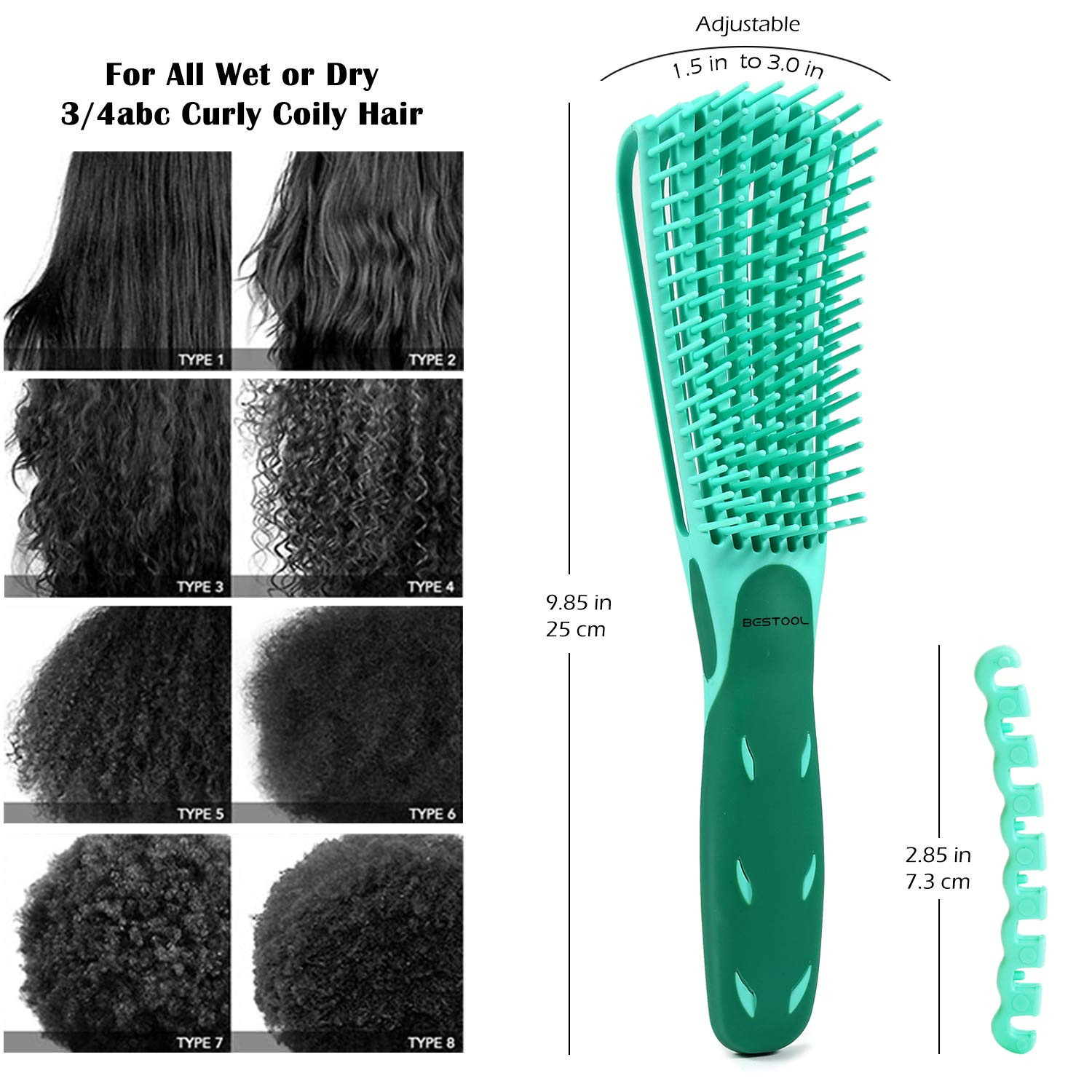Detangling Brush for Black Natural Hair, Curly Hair Afro 3/4Abc Texture - Faster