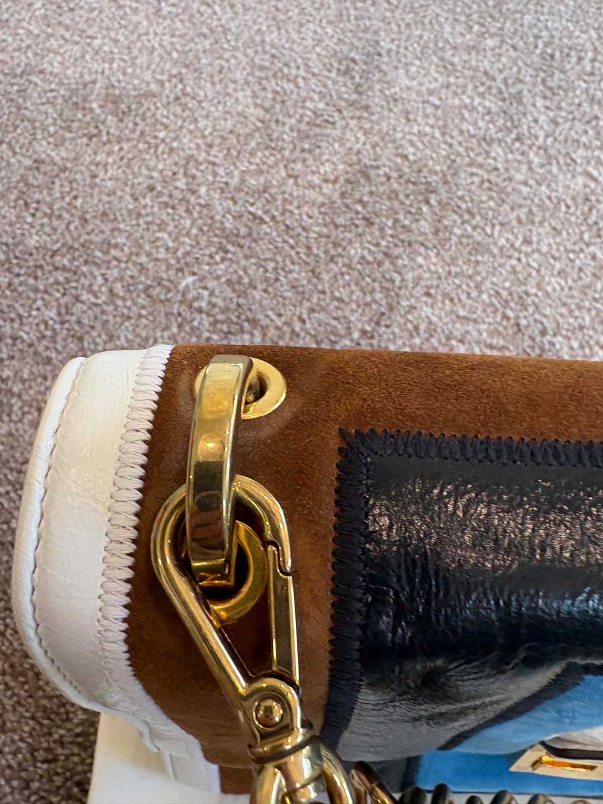 Fendi Kan U Patchwork Suede Leather Shoulder Bag … - image 2