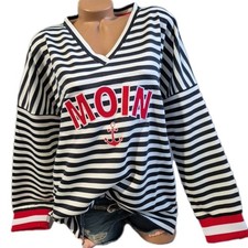 Zwillingsherz Damen Gestreift Sweatshirt Kapu...