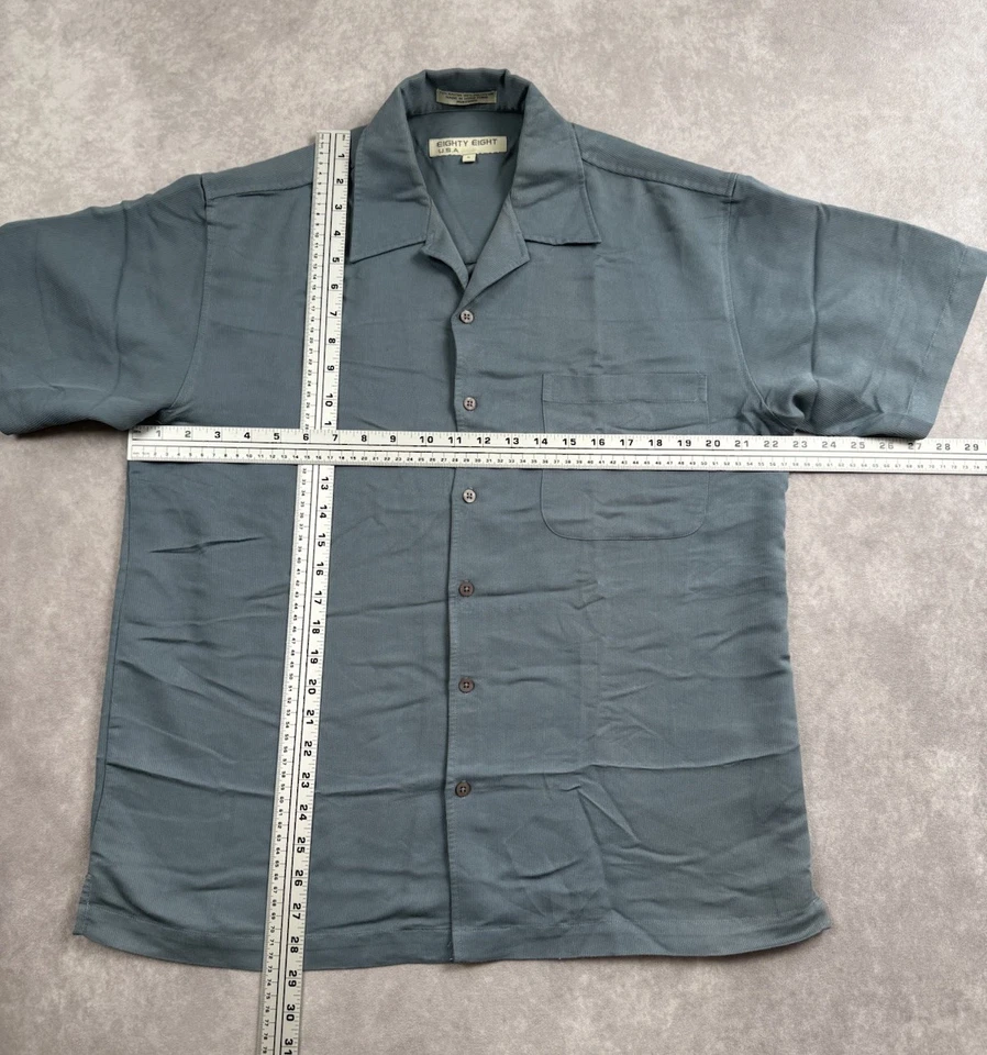 Camisa De Colección Eighty Eight Para Hombre Talla S Manga Corta Abotonada Azul Texturizada Informal Foto 2 de 4