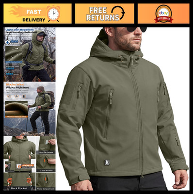 Men's Waterproof Softshell Jacket with Hood, Lightweight Outdoor Windbreaker