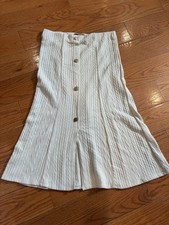 MEG MARGOT Cream Textured Button Front A-Line Skirt Size M Coastal Grandma