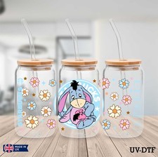 Eeyore UV DTF Sticker - 16oz Libbey Can Glass Wrap yd620