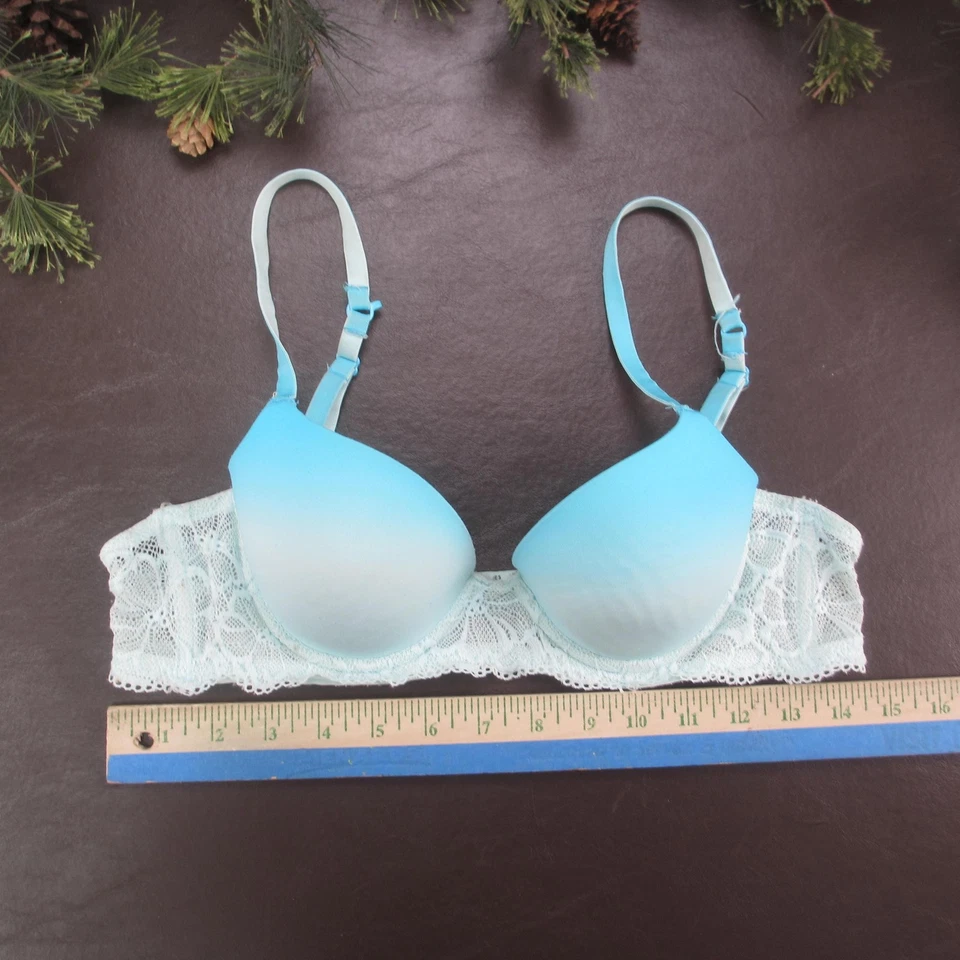 Sujetador No Boundaries para mujer 36A azul ombre blanco encaje acolchado con aros push up Foto 2 de 4