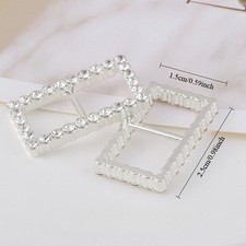 10pcs Rhinestone Metal Slide Buckles Alloy Silver Accessories Belt Buckle 2.5cm