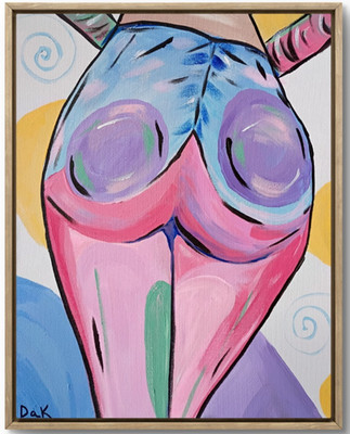 Female Figure 11x14 Canvas Original Art Expressionism Abstract Woman Pastel Pink