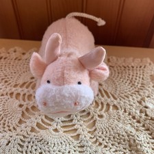 Vintage 1988 Fisher Price Pink Cow Plush Stuffed Animal Toy Noise Maker Shaker